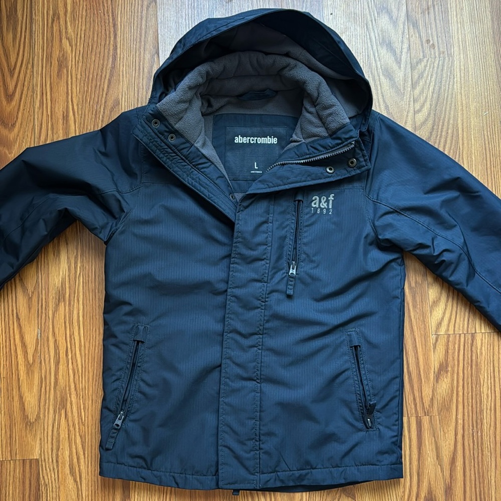 abercrombie & fitch a&f kids coat jacket navy size L large like new